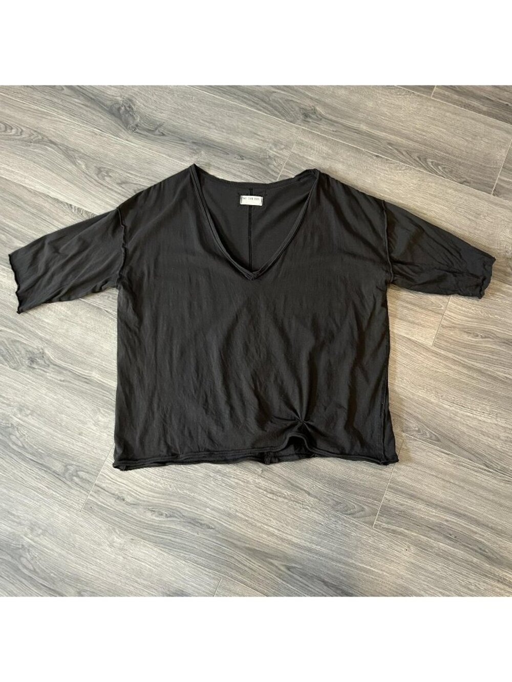 We The Free Shirt Womens L Charcoal Oversized V Neck Relaxed Boxy Tee Top Casual